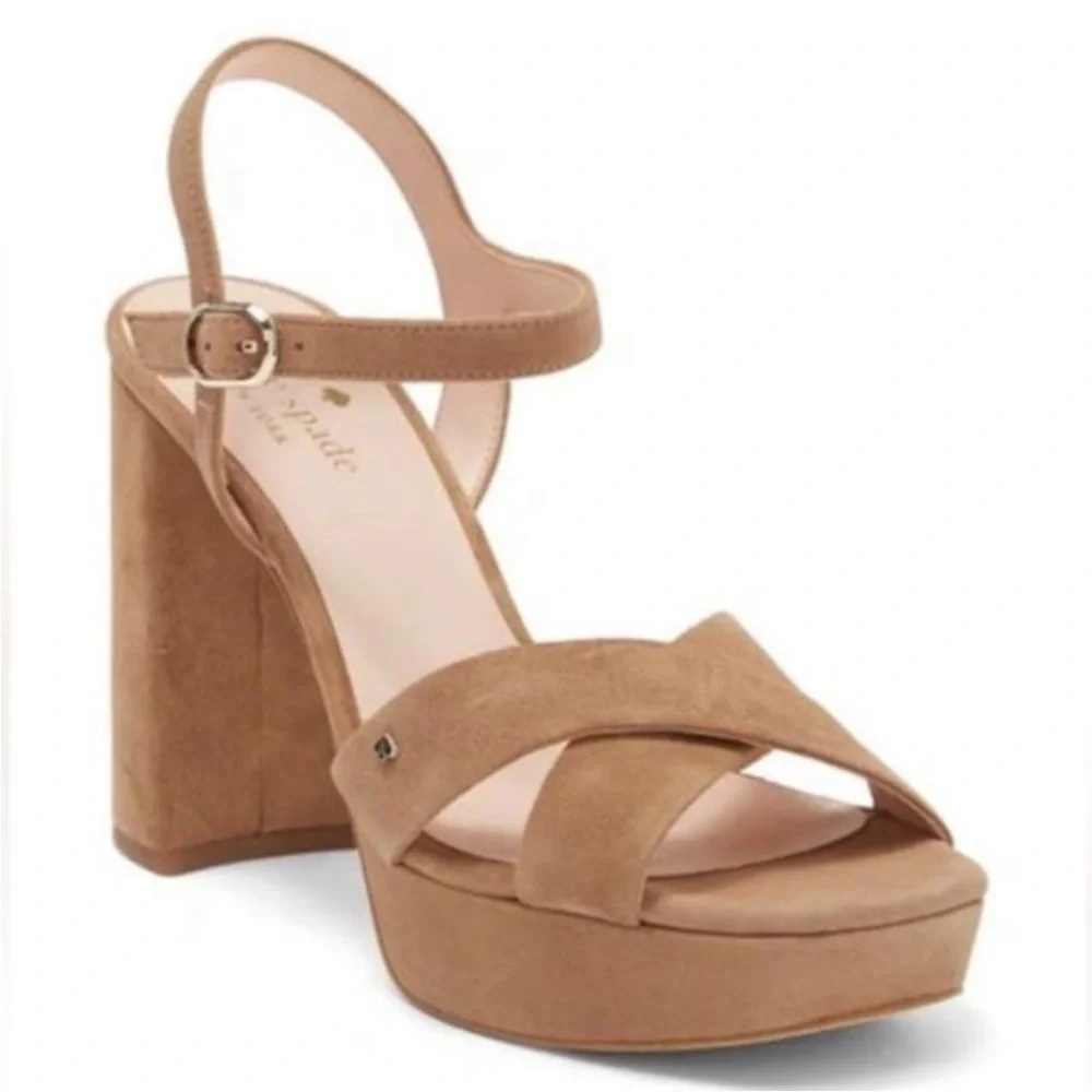 *NEW* KATE SPADE Delphi Block Heel Platform Sandal In Roasted Almond Size 10 A26